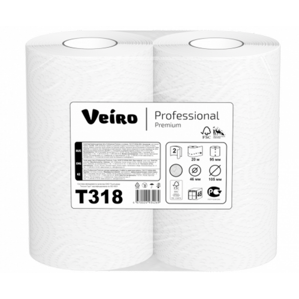 Туалетная бумага Veiro Professional 2сл бел.15м,4рур/12пач