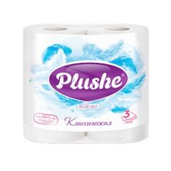 Туалетная бумага Plushe Deluxe Light "Класическая"4рул. 15м 3сл. белый 12 в упак