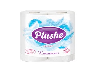 Туалетная бумага Plushe Deluxe Light "Класическая"4рул. 15м 3сл. белый 12 в упак
