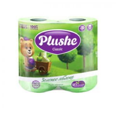 Туалетная бумага Plushe Classic"Зеленое яблоко" 4рул.18м.2сл. 12 в упак