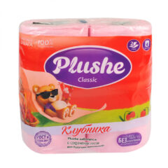 Туалетная бумага Plushe Classic"Клубника" 4рул.18м.2сл. 12 в упак