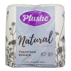 Туалетная бумага Plushe Natural 4рул. 15м 3сл. белый 12 в упак